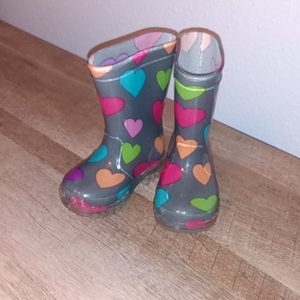 💜 Heart Rain boots💚, Toddler 4